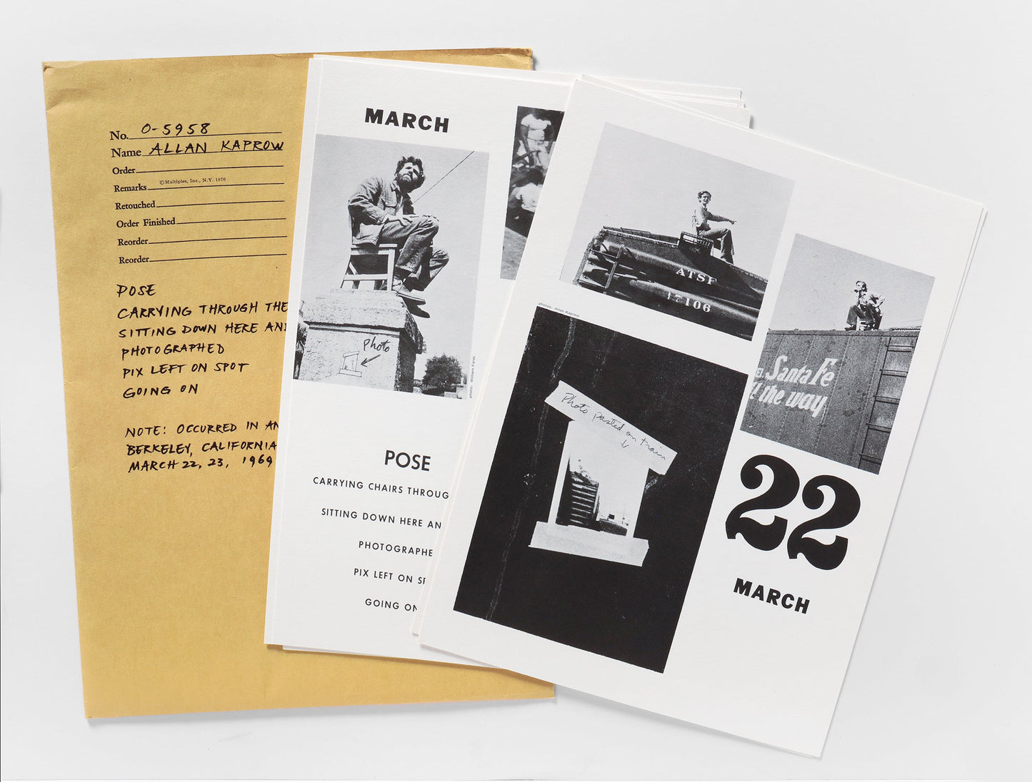 Allan Kaprow: Pose: Carrying Chairs through the City, Sitting Down Here and There, Photographed, Pix Left on Spot, Going On