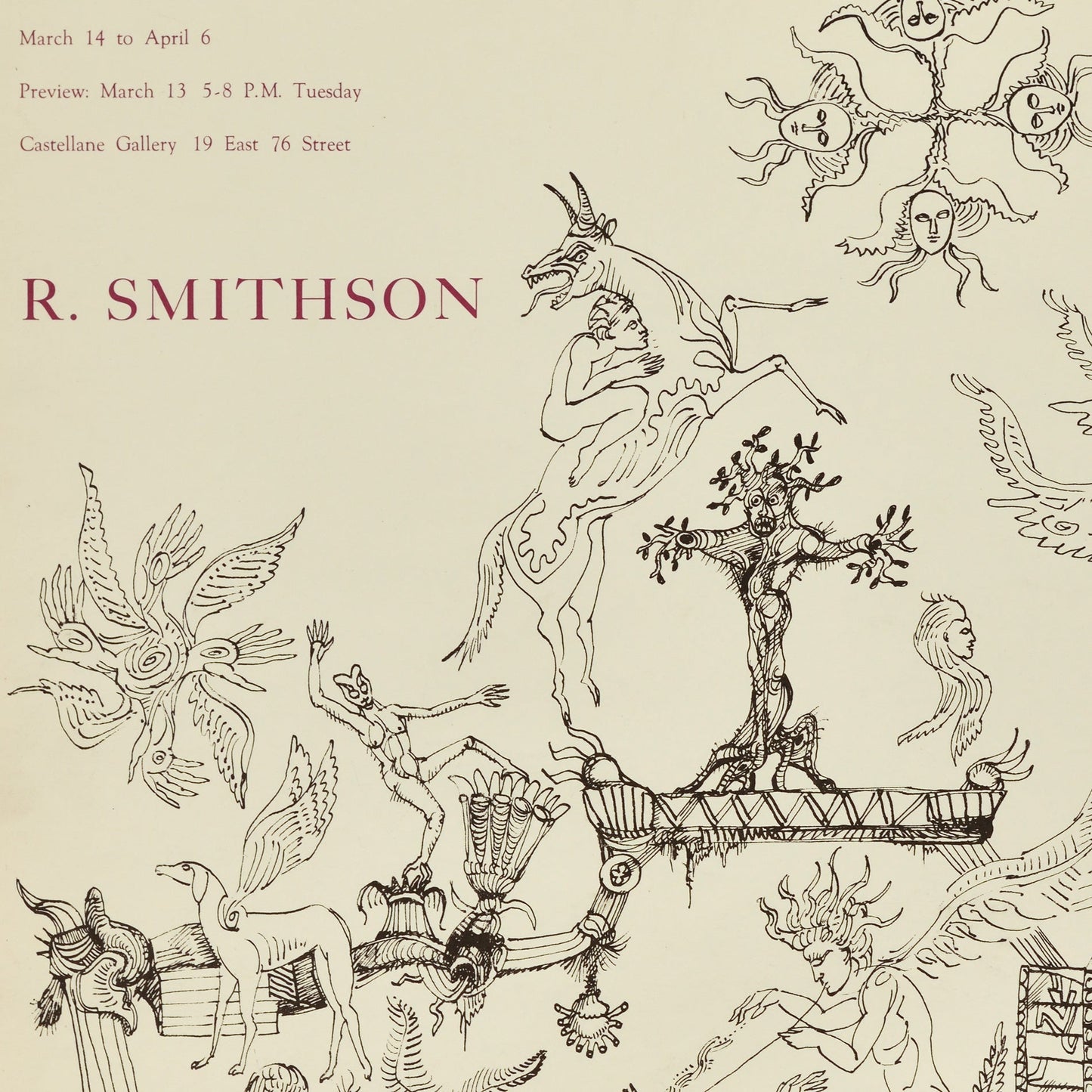 Robert Smithson: Poster for Robert Smithson’s 1962 monographic exhibition at Richard Castellane Gallery, New York: Exhibition of Paintings and Drawings for Lent