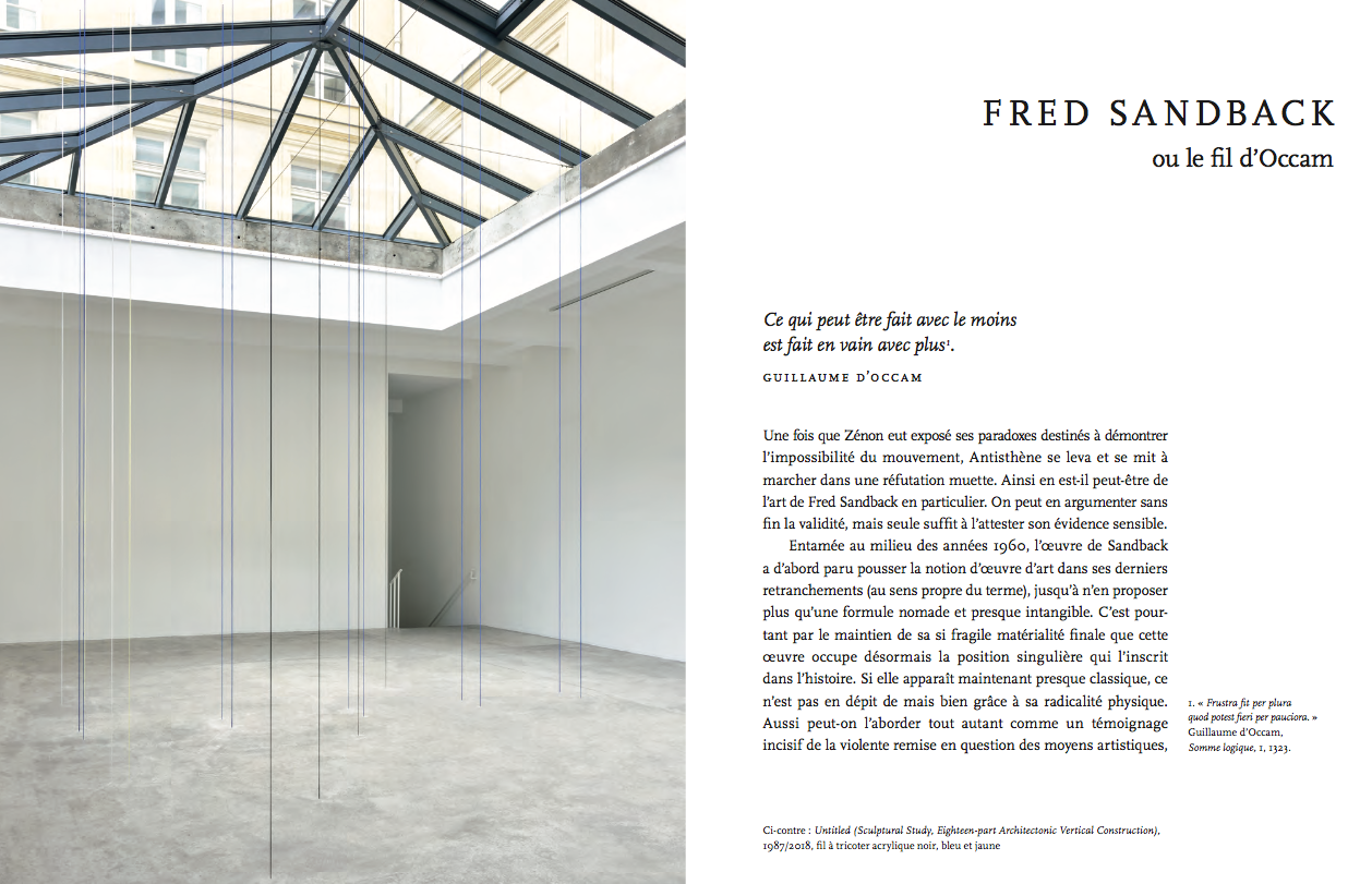 Fred Sandback: Ou Le Fil D'Occam